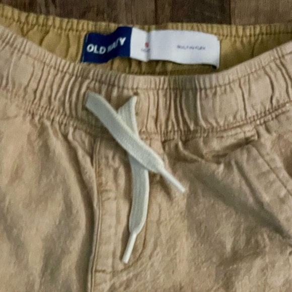 EUC! Old Navy Pull On Linen Blend Shorts Boys Small 6/7 Khaki Drawstring Waist - Picture 3 of 5